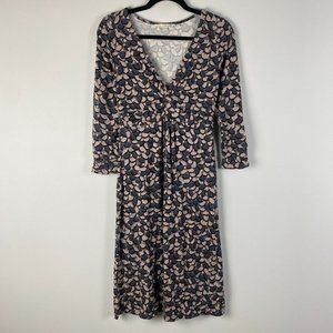 Boden Jersey Twist V Neck Sheath Dress Womens Size US 4 Gray 3/4 Sleeves